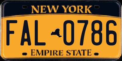 NY license plate FAL0786