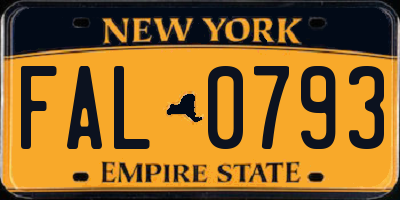 NY license plate FAL0793