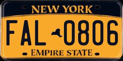 NY license plate FAL0806