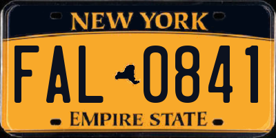 NY license plate FAL0841