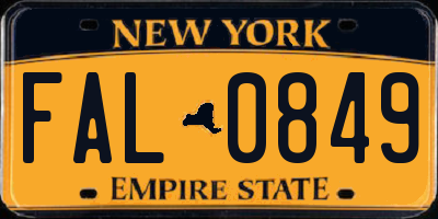 NY license plate FAL0849