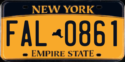 NY license plate FAL0861