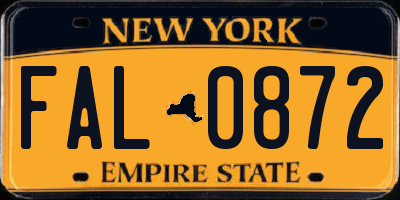 NY license plate FAL0872