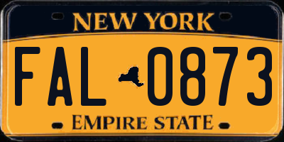 NY license plate FAL0873
