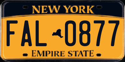 NY license plate FAL0877