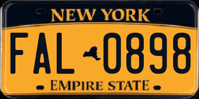 NY license plate FAL0898