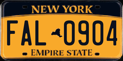 NY license plate FAL0904