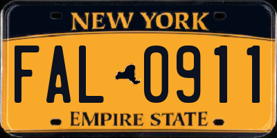 NY license plate FAL0911