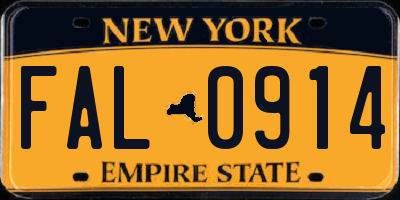 NY license plate FAL0914