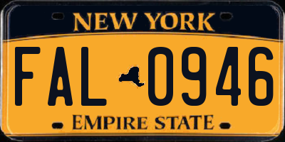 NY license plate FAL0946