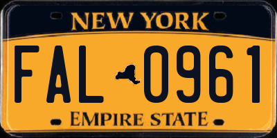 NY license plate FAL0961