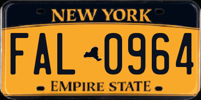 NY license plate FAL0964