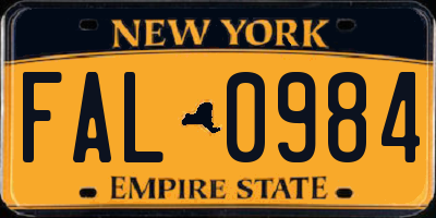 NY license plate FAL0984