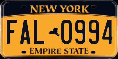 NY license plate FAL0994