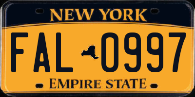 NY license plate FAL0997