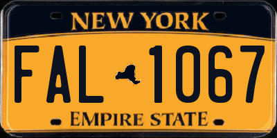 NY license plate FAL1067