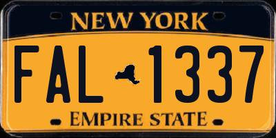 NY license plate FAL1337