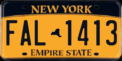 NY license plate FAL1413