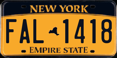 NY license plate FAL1418