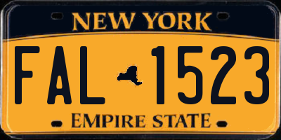 NY license plate FAL1523