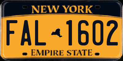 NY license plate FAL1602