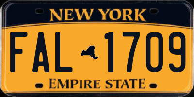 NY license plate FAL1709