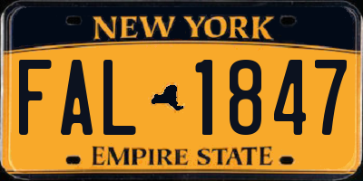 NY license plate FAL1847