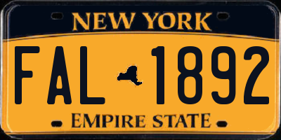NY license plate FAL1892