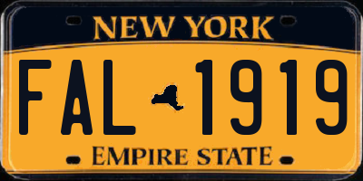 NY license plate FAL1919