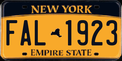NY license plate FAL1923