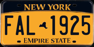 NY license plate FAL1925