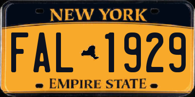 NY license plate FAL1929