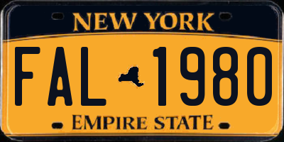 NY license plate FAL1980