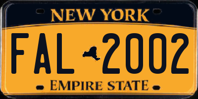 NY license plate FAL2002