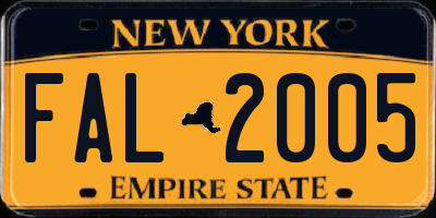 NY license plate FAL2005