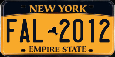 NY license plate FAL2012