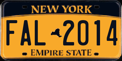 NY license plate FAL2014