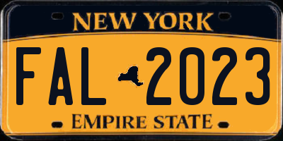 NY license plate FAL2023