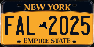 NY license plate FAL2025