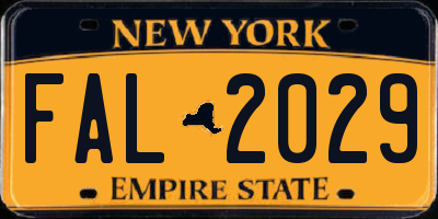 NY license plate FAL2029