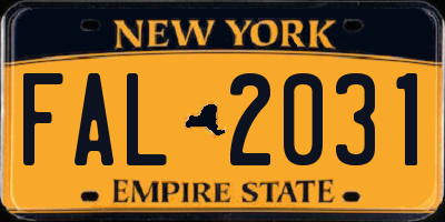 NY license plate FAL2031