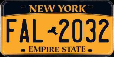 NY license plate FAL2032