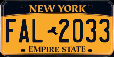 NY license plate FAL2033
