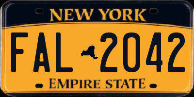 NY license plate FAL2042