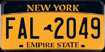 NY license plate FAL2049