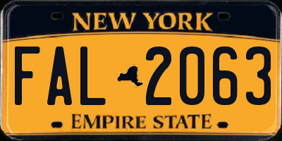 NY license plate FAL2063