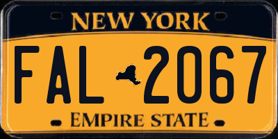 NY license plate FAL2067