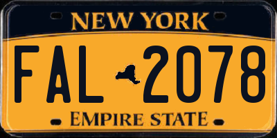 NY license plate FAL2078