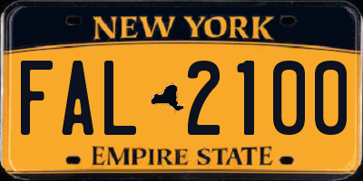 NY license plate FAL2100