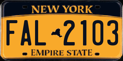 NY license plate FAL2103